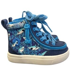 Billy’s Toddler Blue Shark Print High Tops— AFO, SMO, Orthotic Shoes